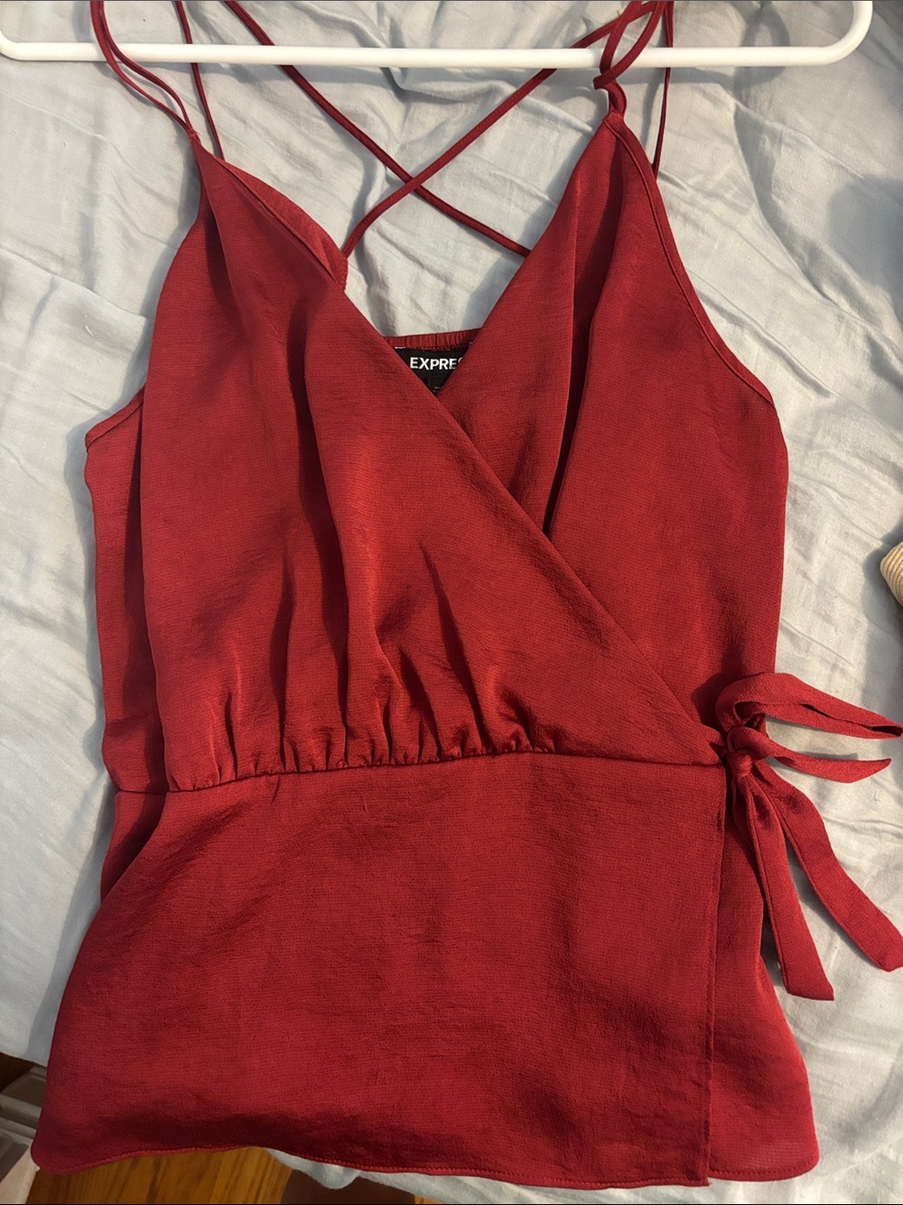 Express Red Wrap-Front Camisole with Crisscross Straps